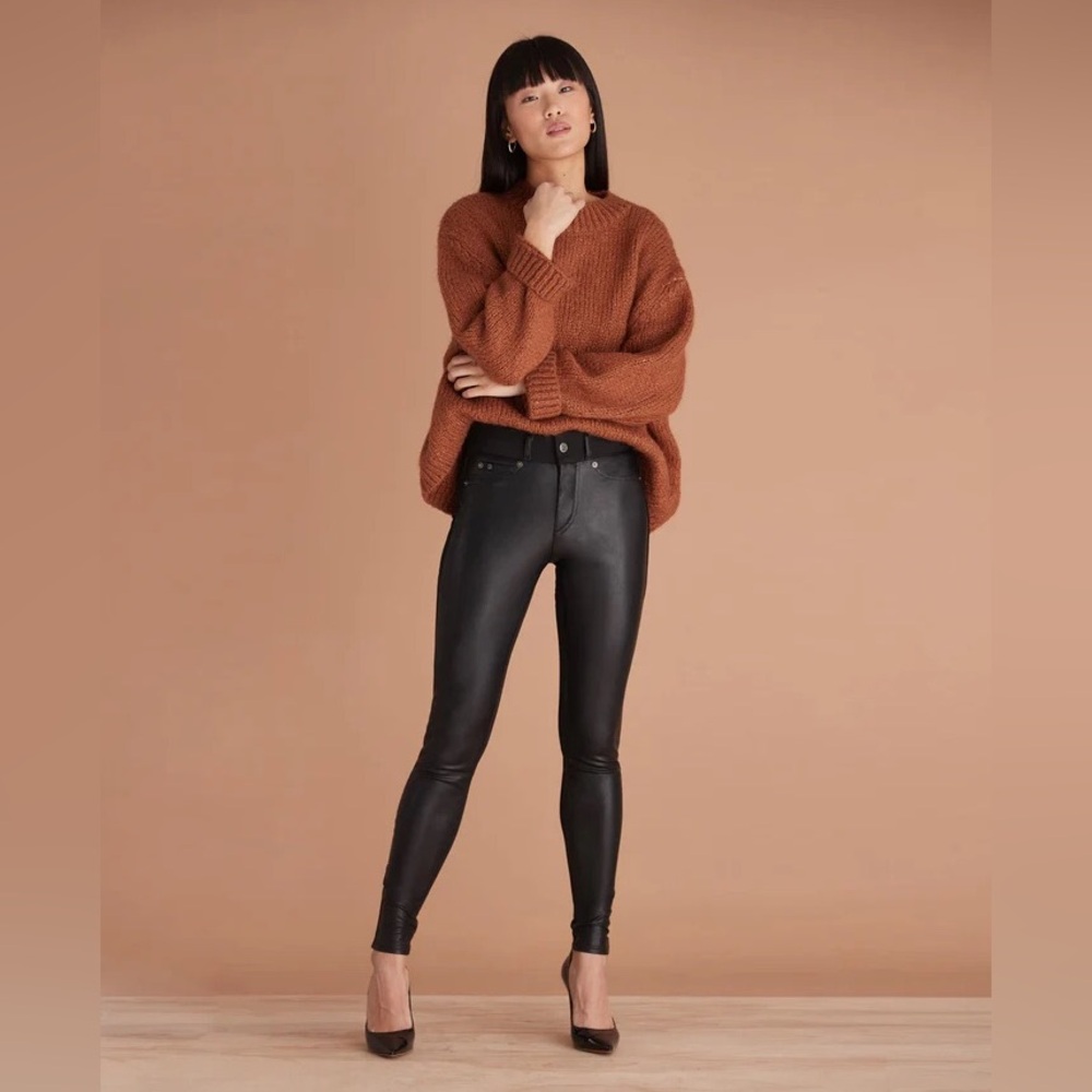 Breathable Coated Black Denim Rachel Skinny Jeans